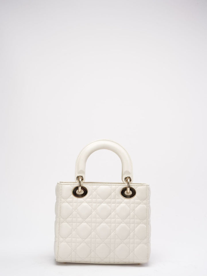Christian Dior White Small Lady Dior Bag in Cannage Lambskin 2017