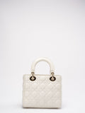 Christian Dior White Small Lady Dior Bag in Cannage Lambskin 2017
