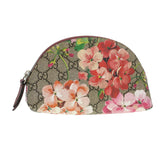 Gucci GG Canvas Floral Cosmetic Pouch PVC Leather Beige Pink 431380 45046