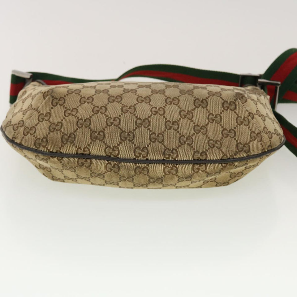 Gucci GG Canvas Web Sherry Line Shoulder Bag Beige Green Red 181092 45097