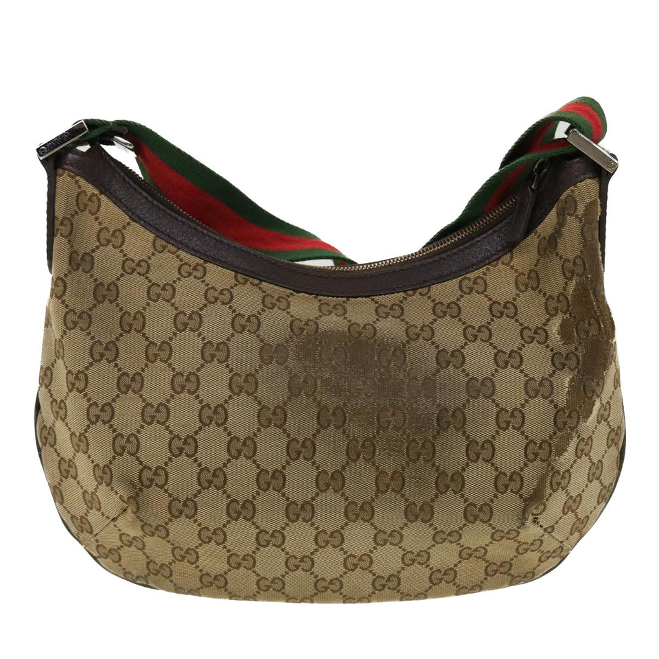 Gucci GG Canvas Web Sherry Line Shoulder Bag Beige Green Red 181092 45097