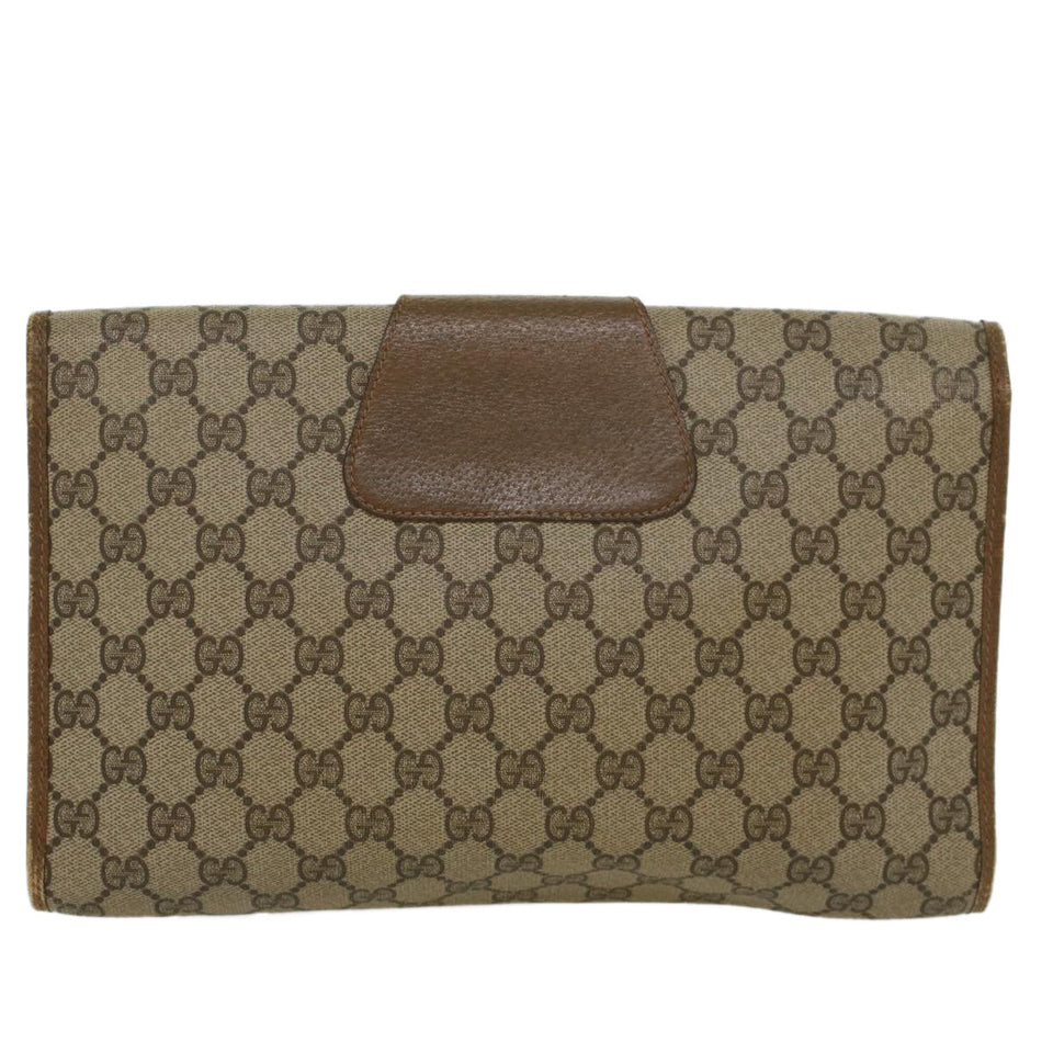 Gucci GG Canvas Web Sherry Line Clutch Bag PVC Leather Beige Red 45599