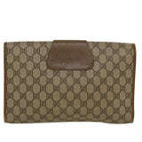 Gucci GG Canvas Web Sherry Line Clutch Bag PVC Leather Beige Red 45599