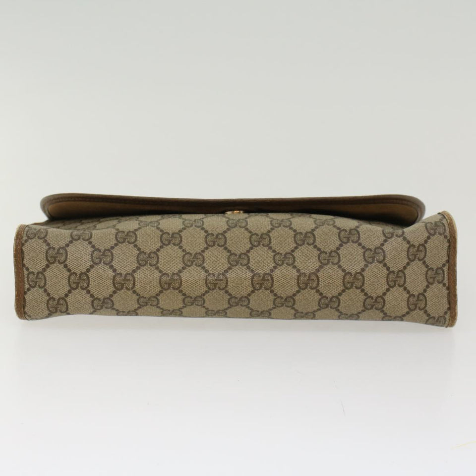 Gucci GG Canvas Web Sherry Line Clutch Bag PVC Leather Beige Red 45599