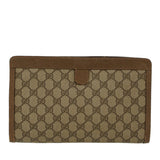 Gucci GG Canvas Web Sherry Line Clutch Bag PVC Leather Beige Red 45600