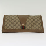 Gucci GG Canvas Web Sherry Line Clutch Bag PVC Leather Beige Red 45600