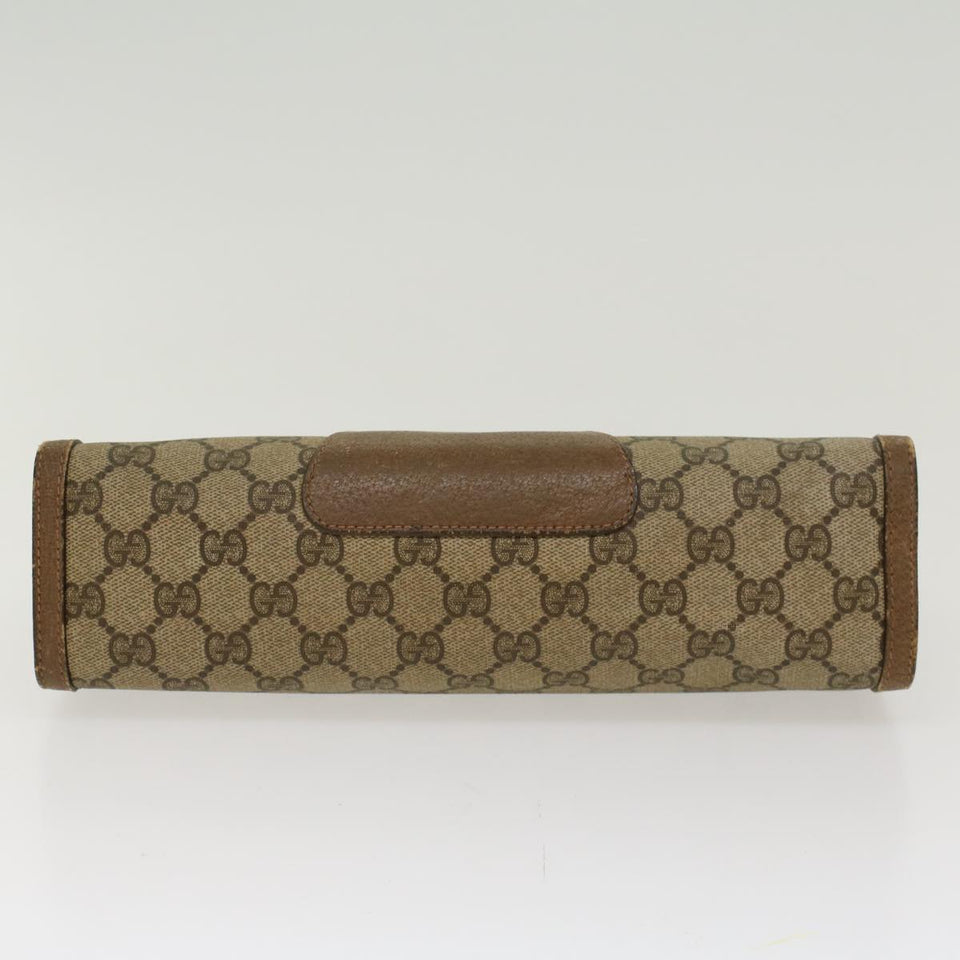 Gucci GG Canvas Web Sherry Line Clutch Bag PVC Leather Beige Red 45600