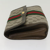 Gucci GG Canvas Web Sherry Line Clutch Bag PVC Leather Beige Red 45601