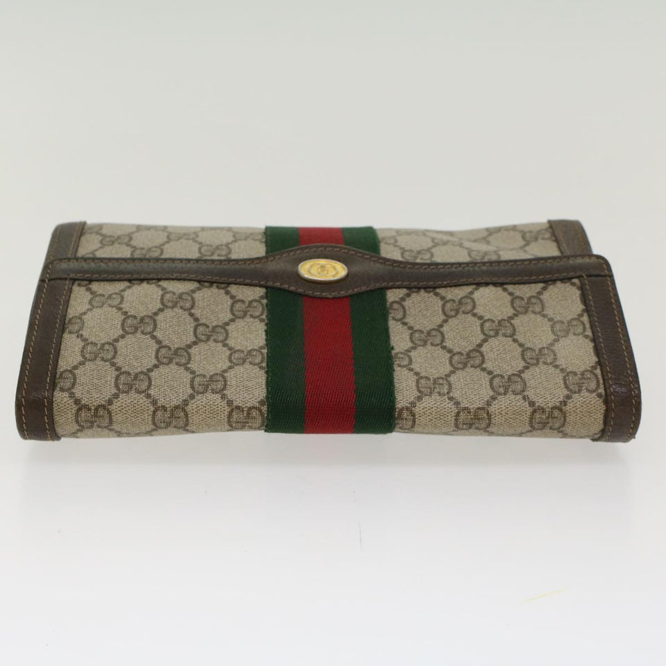 Gucci GG Canvas Web Sherry Line Clutch Bag PVC Leather Beige Red 45601