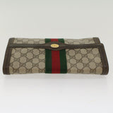 Gucci GG Canvas Web Sherry Line Clutch Bag PVC Leather Beige Red 45601