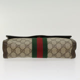 Gucci GG Canvas Web Sherry Line Clutch Bag PVC Leather Beige Red 45601