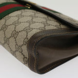 Gucci GG Canvas Web Sherry Line Clutch Bag PVC Leather Beige Red 45601