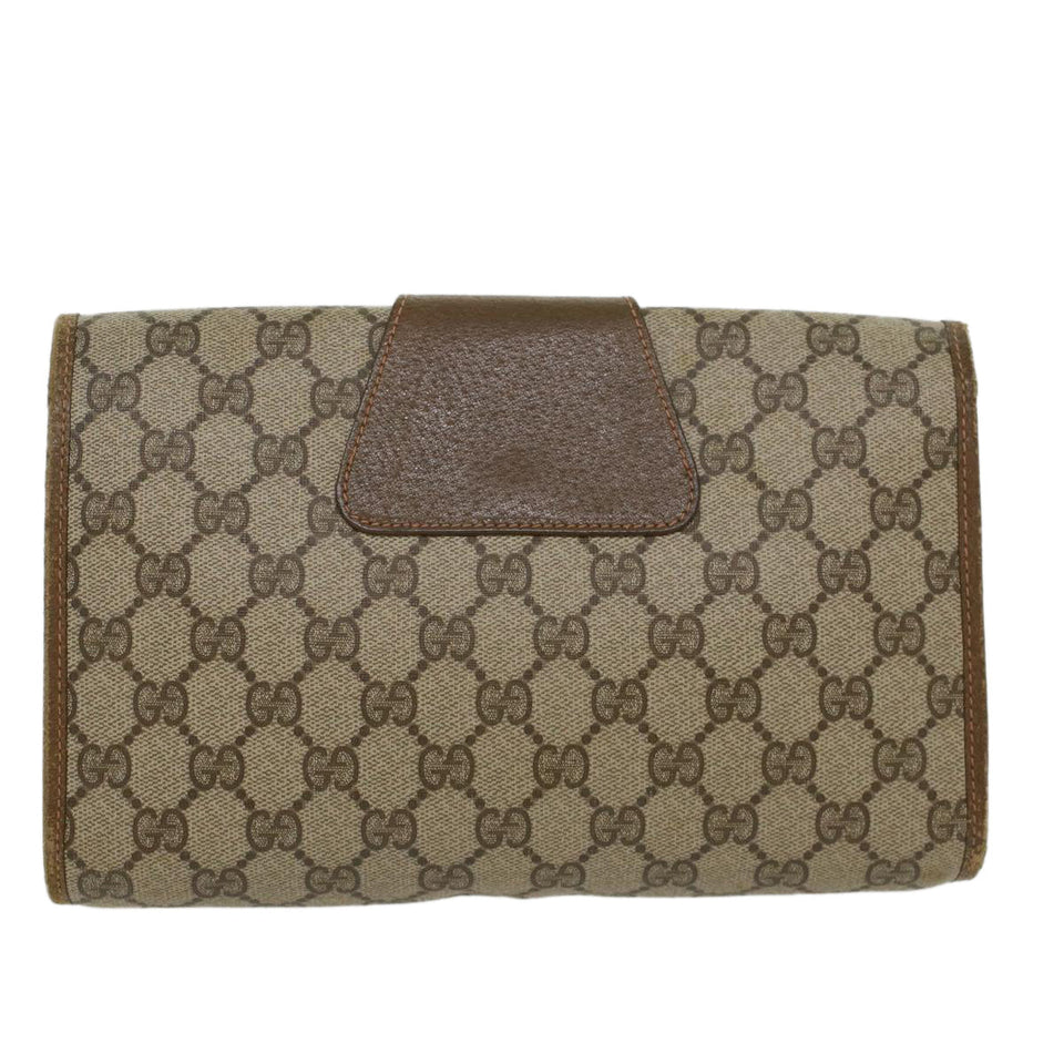 Gucci GG Canvas Web Sherry Line Clutch Bag PVC Leather Beige Red 45602