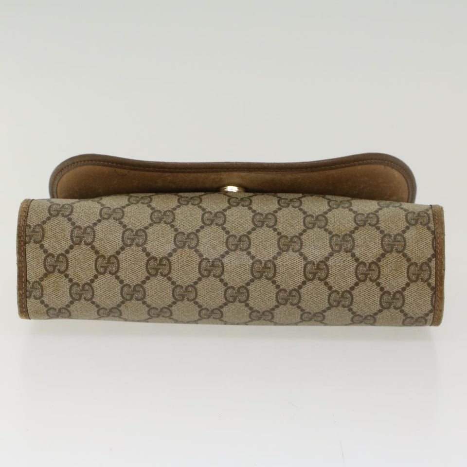 Gucci GG Canvas Web Sherry Line Clutch Bag PVC Leather Beige Red 45602