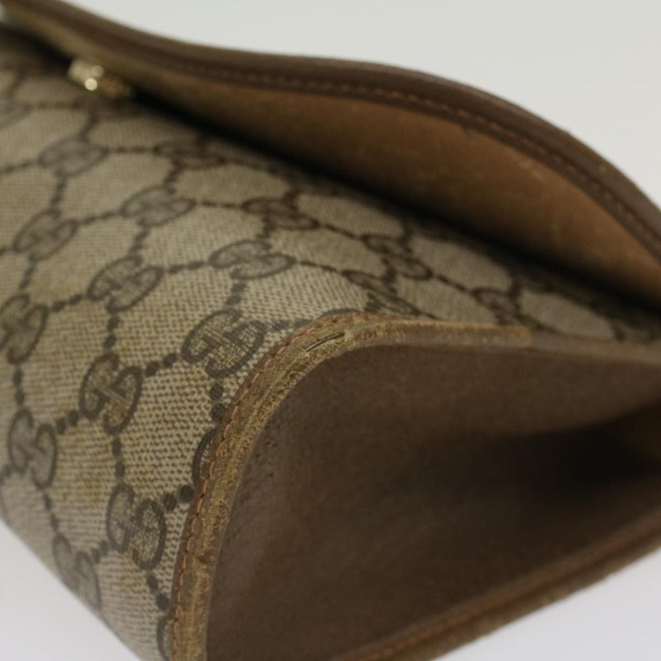 Gucci GG Canvas Web Sherry Line Clutch Bag PVC Leather Beige Red 45602