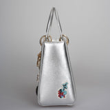 Christian Dior Leather Lady Dior Shoulder Bag in Silver Limited Edition