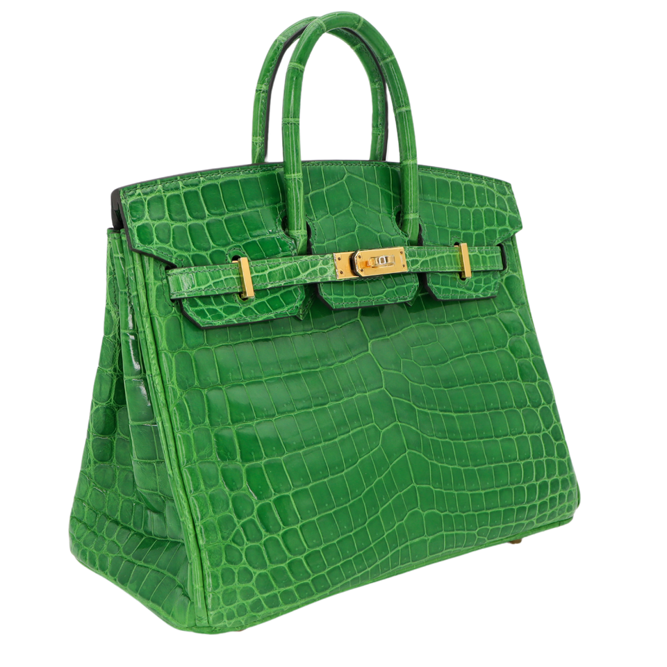 Hermes25cm Birkin Cactus Shiny Niloticus Crocodile Gold Hardware
