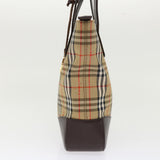 Luxury BurberrySs Nova Check Hand Bag Nylon Leather Beige Auth 46309