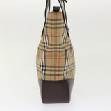 Luxury BurberrySs Nova Check Hand Bag Nylon Leather Beige Auth 46309