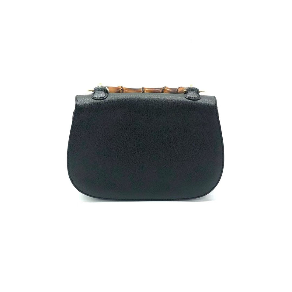 Gucci Bamboo 1947 Top Handle Bag Leather Medium Black