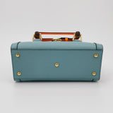 Gucci Diana Mini Blue Leather Bag Bamboo Handle with Strap