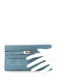 Hermes Epsom Kelly Longue Wallet Blue Jean