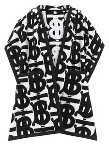 Luxury Burberry Logo Monogram Allover Cape Black