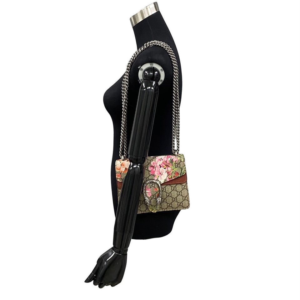 Gucci Shoulder Bag Leather, PVC Brown GG Supreme Flora Dionysus Women
