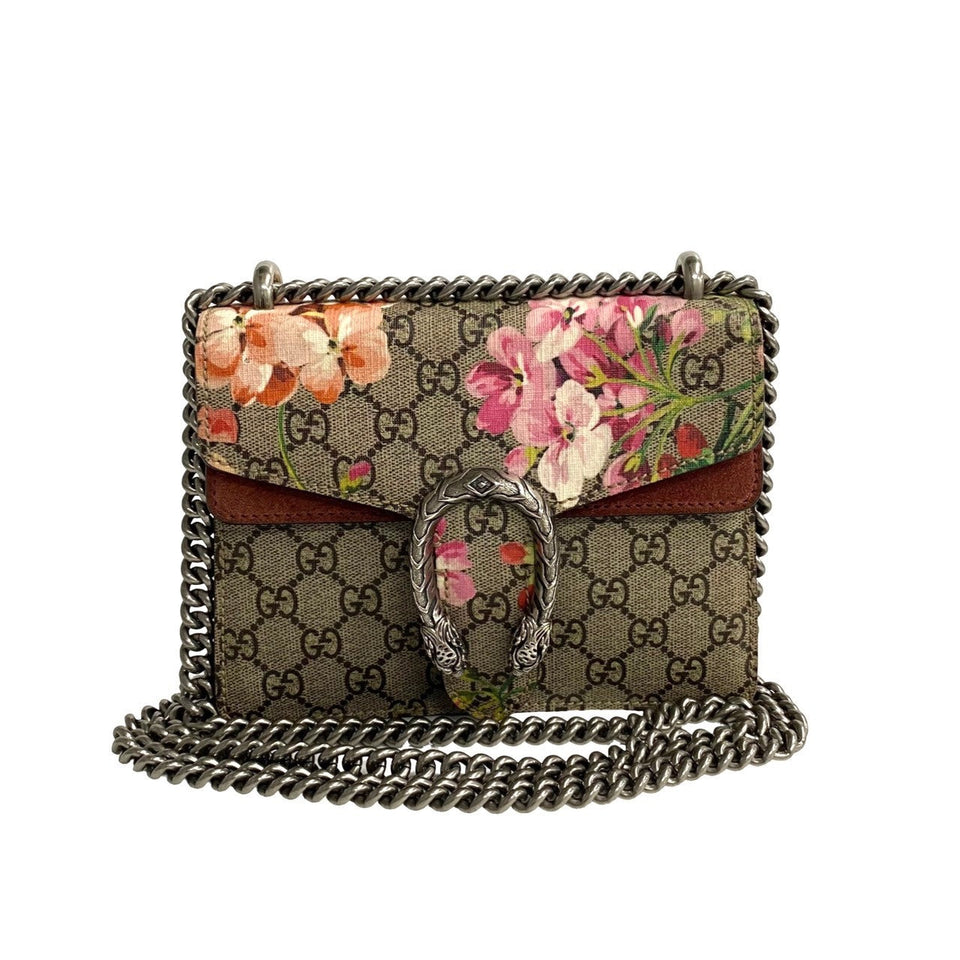Gucci Shoulder Bag Leather, PVC Brown GG Supreme Flora Dionysus Women