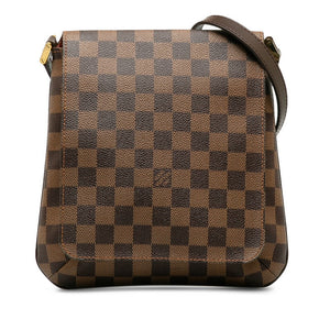 Louis Vuitton Damier Shoulder Bag Ebene Brown Women's