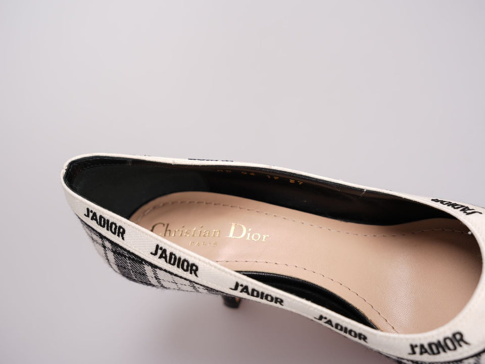 Dior Canvas Ribbon Tartan Print Embroidered J'ADior Pumps