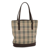 Luxury BurberrySs Nova Check Tote Bag Canvas Leather Beige Brown Auth 49087