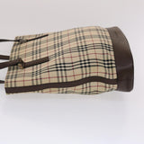 Luxury BurberrySs Nova Check Tote Bag Canvas Leather Beige Brown Auth 49087
