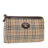Luxury BurberrySs Nova Check Clutch Bag Canvas Leather Beige Brown Auth 49771