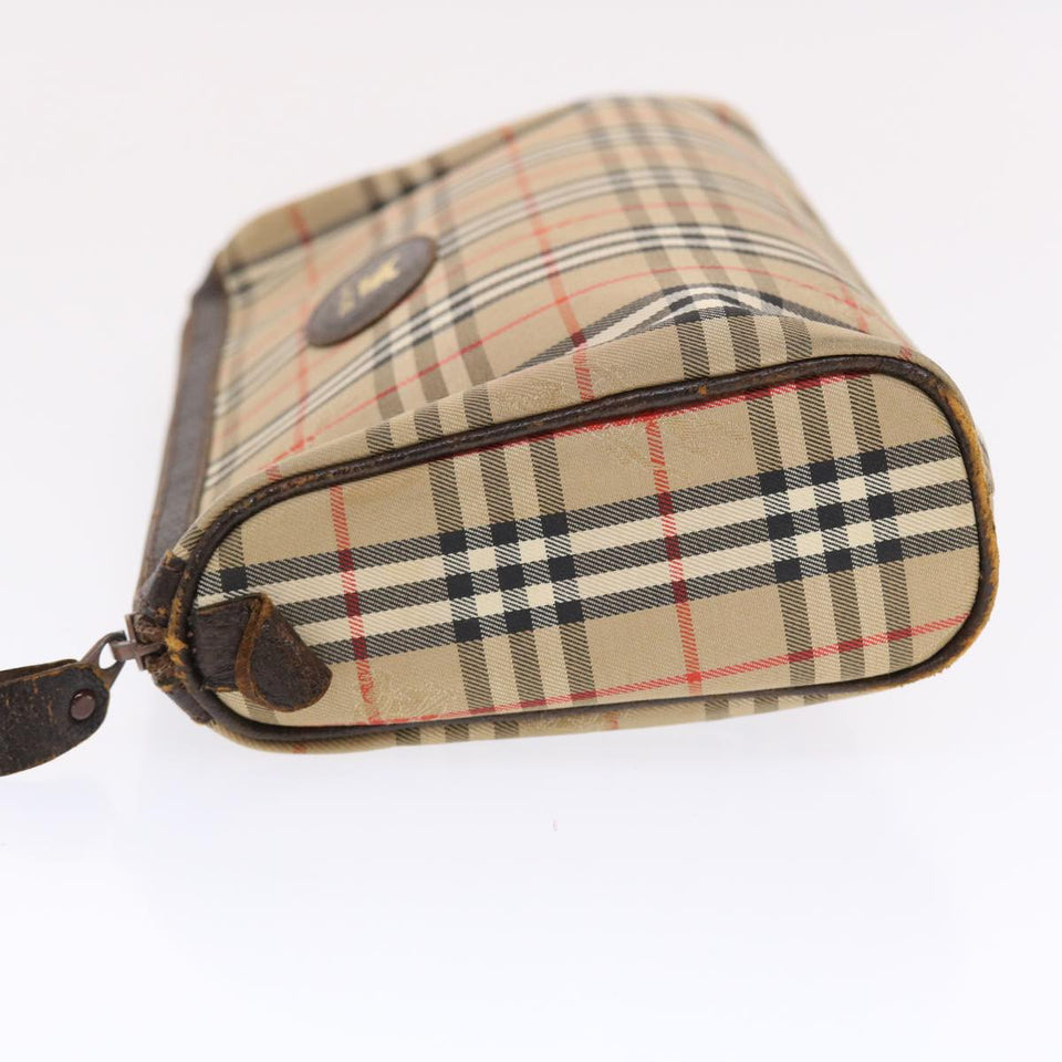 Luxury BurberrySs Nova Check Clutch Bag Canvas Leather Beige Brown Auth 49771