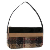 Luxury Burberry Nova Check Hand Bag Wool Beige Auth 49934