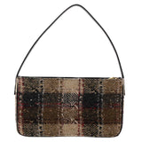 Luxury Burberry Nova Check Hand Bag Wool Beige Auth 49934