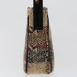 Luxury Burberry Nova Check Hand Bag Wool Beige Auth 49934
