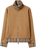 Luxury Burberry Men's Check Trim Track Jacket Camel