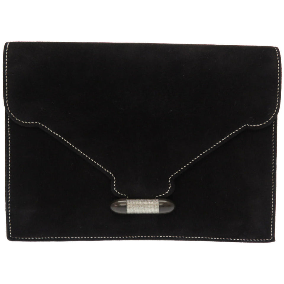 Hermes Clutch bag Doblis black Silverstitch Navet Women