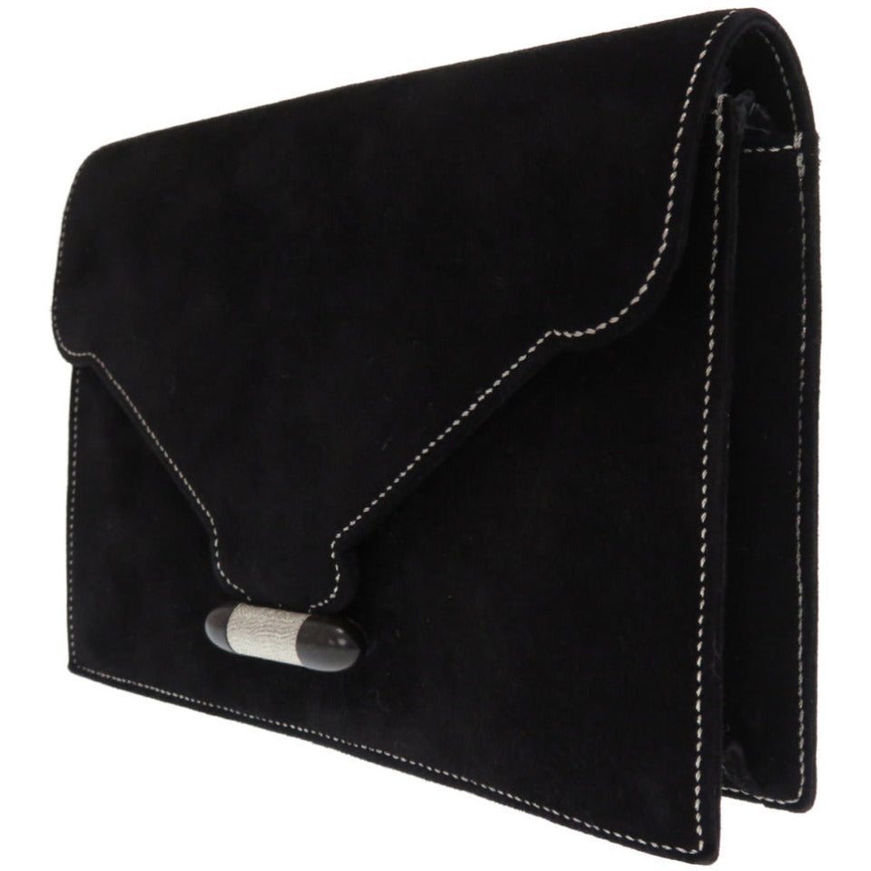 Hermes Clutch bag Doblis black Silverstitch Navet Women