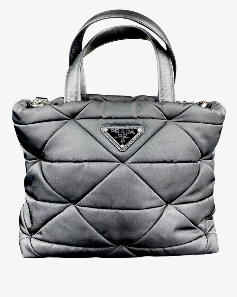 Prada Black Small Re-Nylon Padded Crossbody Tote Bag