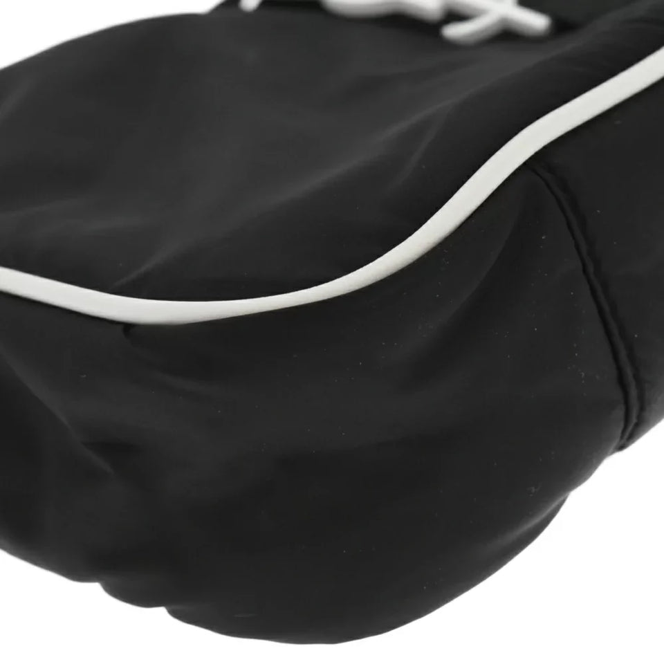 Saint Laurent- Paris Logo Hook Nylon Shoulder Bag Black