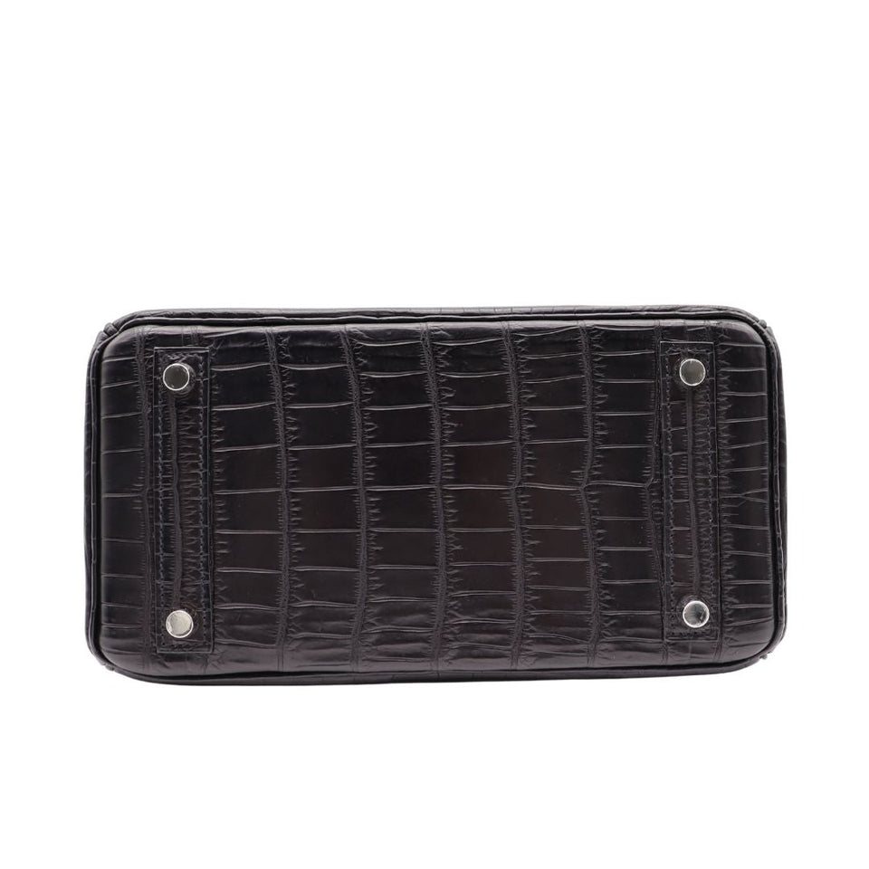 Hermes25cm Birkin Black Matte Niloticus Crocodile Palladium Hardware