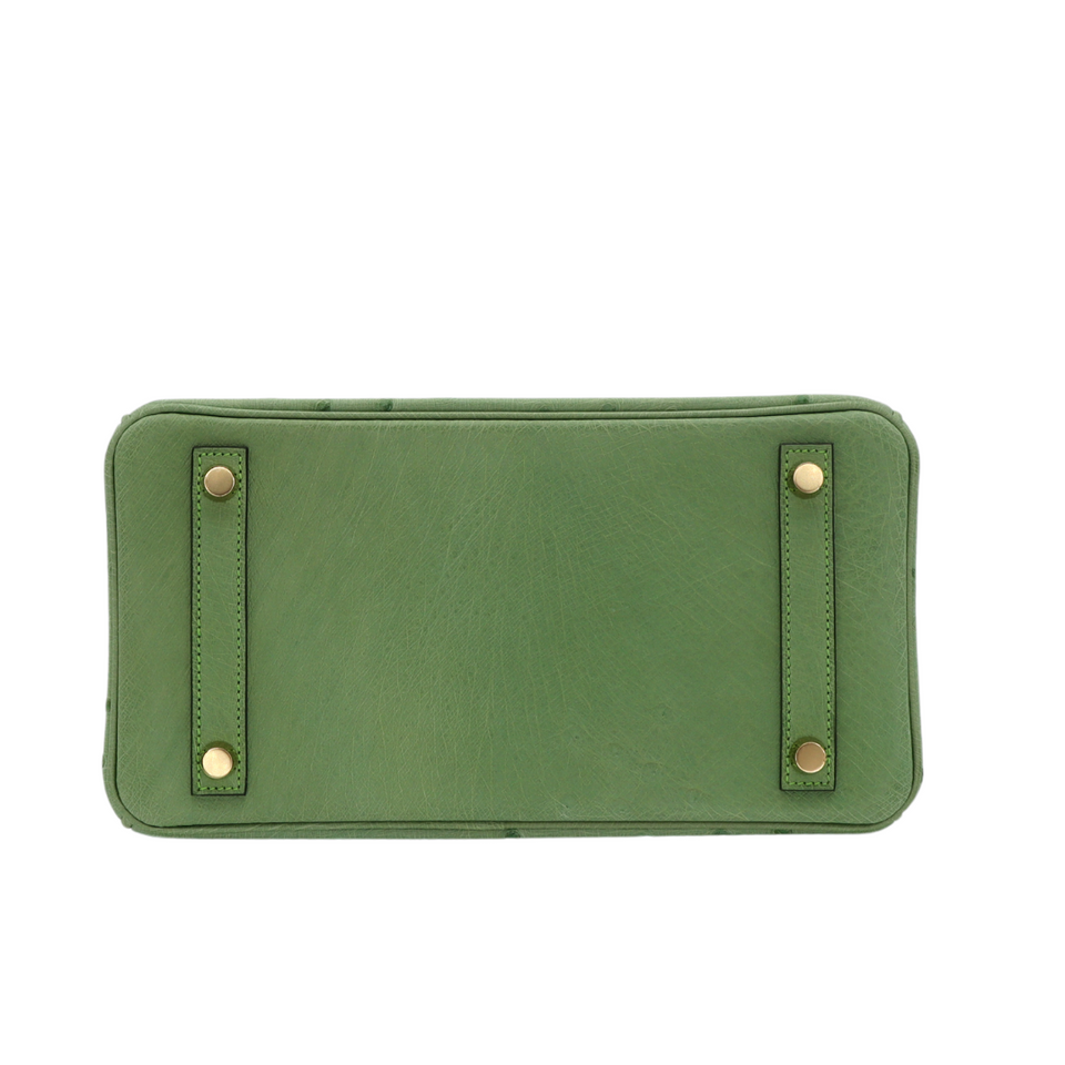 Hermes25cm Birkin Vert Criquet Ostrich Gold Hardware