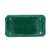 Hermes25cm Birkin Vert Emeraude Shiny Porosus Crocodile Palladium Hardware