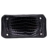 Hermes25cm Birkin Black Shiny Porosus Crocodile Diamond Hardware