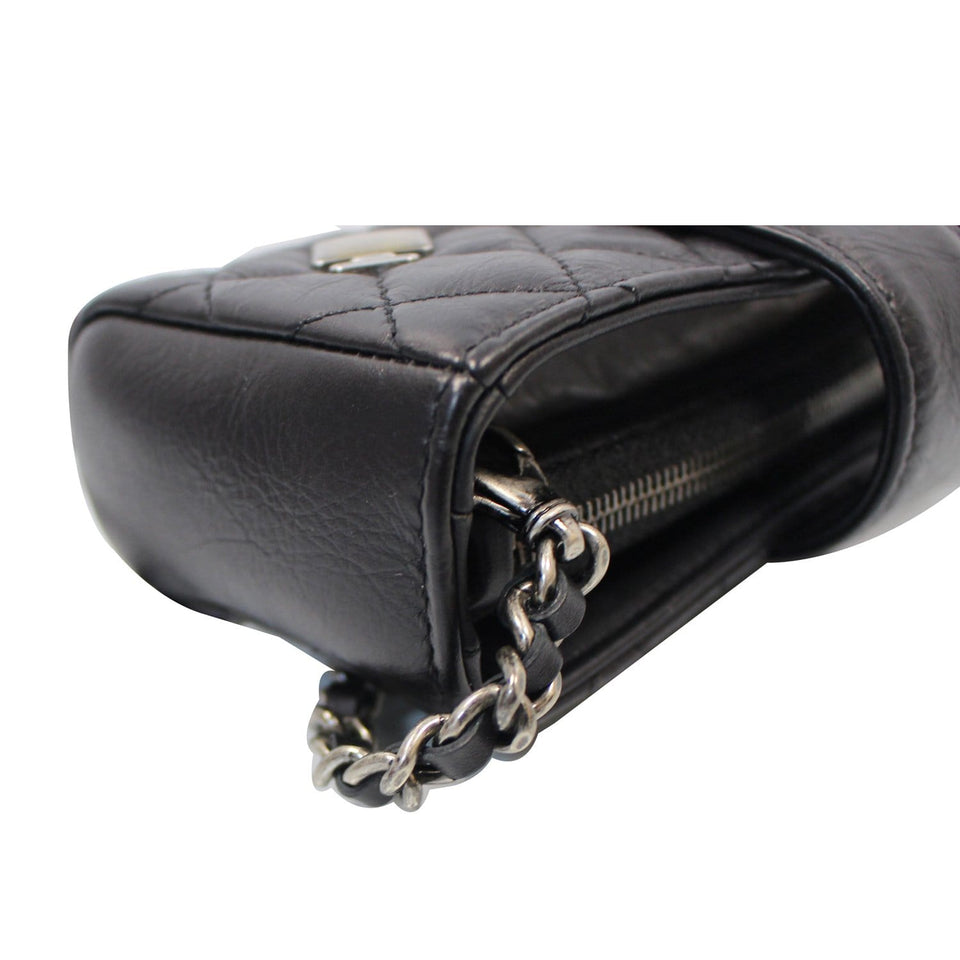 Chanel Reissue Lucky Charm Quilted Leather Chain Crossbody Clutch Bag Black