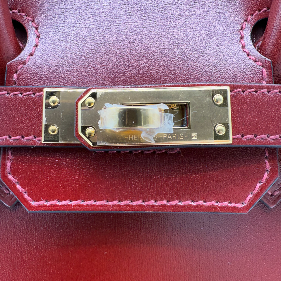 Hermes25cm Birkin Sellier Rouge H Box Calf Leather Gold Hardware
