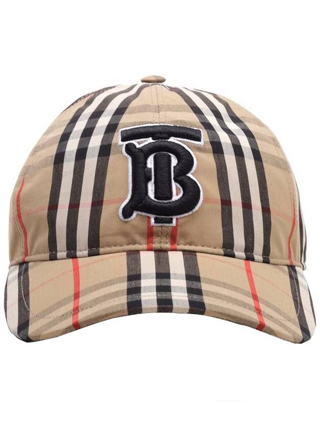 Luxury Burberry Vintage Check Motif Ball Cap Beige